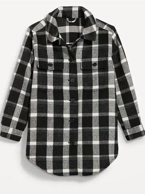 Old Navy Black White Soft Brushed Utility Shacket Jacket Womens Medium